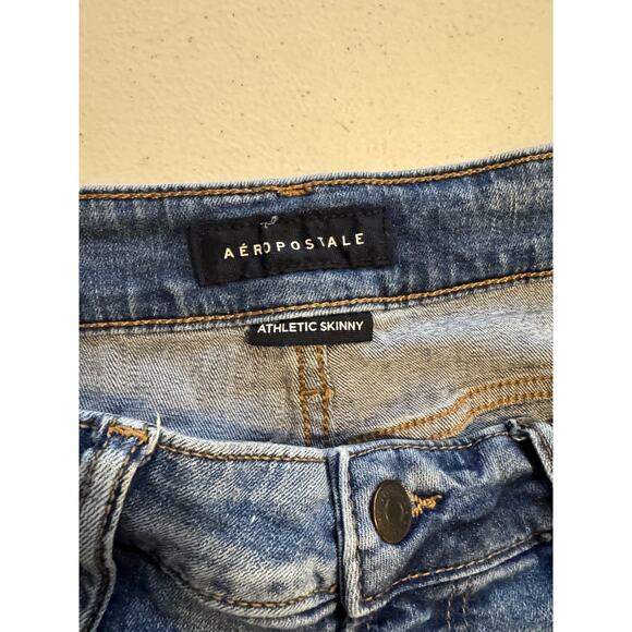 Aeropostale Athletic Skinny Jeans Mens Size 28x32 Blue Distressed - Picture 3 of 4